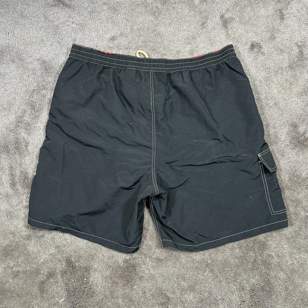 Polo Ralph Lauren Men 40 Black w Red Logo & Emblem Board Style Lined Swim Trunks